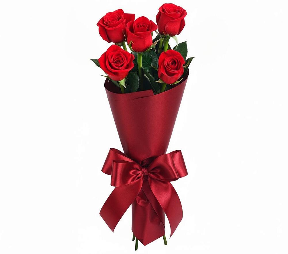 Букет 5 Красных роз Эдлесс Лав в Кадоме