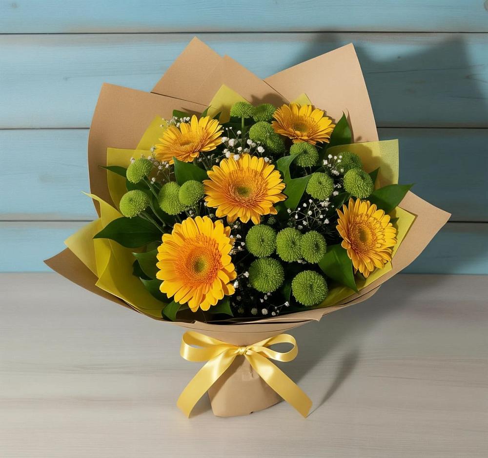 Букет цветов из: Герберы и Хризантемы в Кадоме