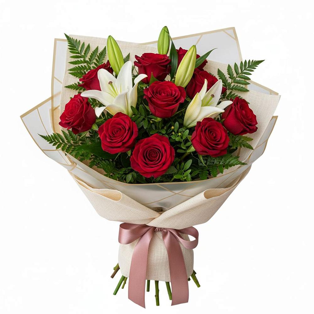 Букет цветов из: Лилии и Розы в Кадоме