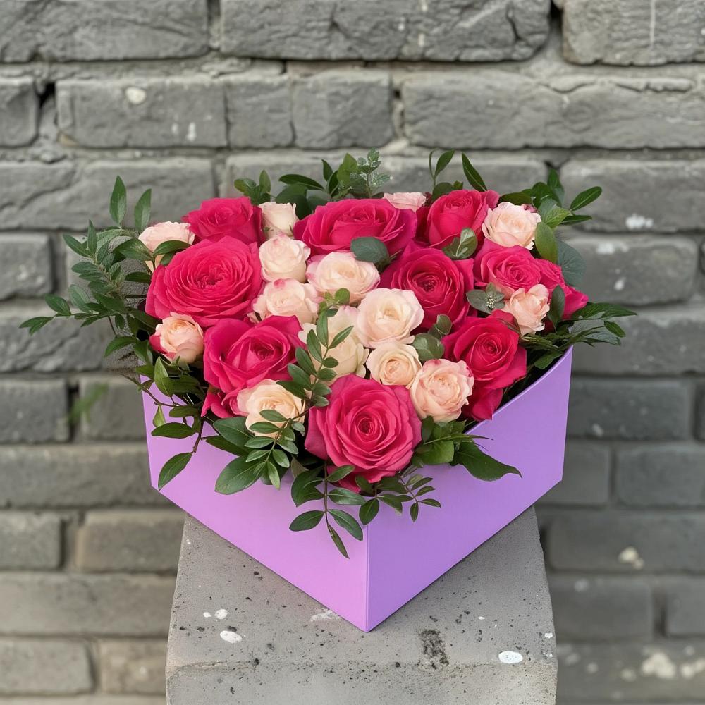 Цветочная композиция из Розы в коробке в Кадоме