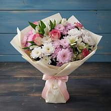 Букет цветов из:  Хризантемы, Альстромерии и Розы в Кадоме