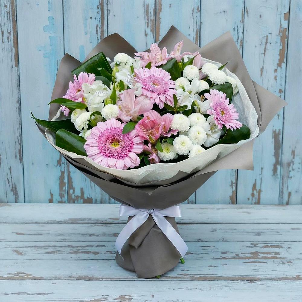 Букет цветов из: Герберы, Альстромерии и Хризантемы в Кадоме