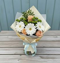 Букет цветов из:  Герберы, Розы и Хризантемы в Кадоме