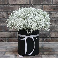 Цветочная композиция из Гипсофила в шляпной коробке в Кадоме